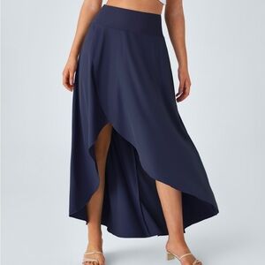 Halara Breezeful High Waisted High Low Ruffle 2-in-1 Flowy Maxi Skirt